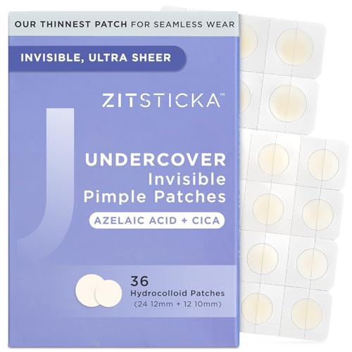 ZitSticka Invisible Pimple Patches for Face, Hydrocolloid Patches, Ultra-Thin Clear Azelaic Acid & CICA Blemish Patches, Pimple Stickers (UNDERCOVER 36 Count) | Amazon (US)