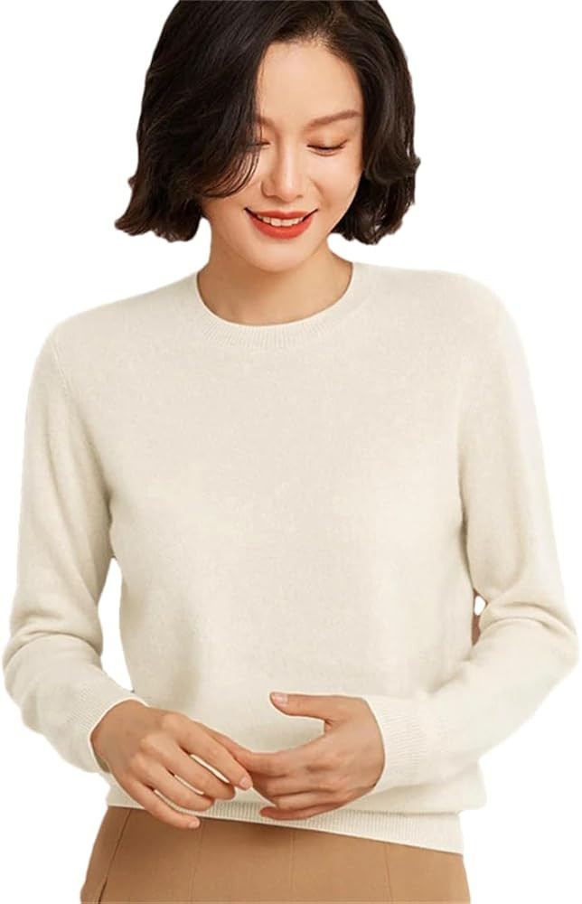 Women Crewneck Knitted Pullover Sweaters Casual Long Sleeve Warm Soft Bottoming Sweater Jumper | Amazon (US)