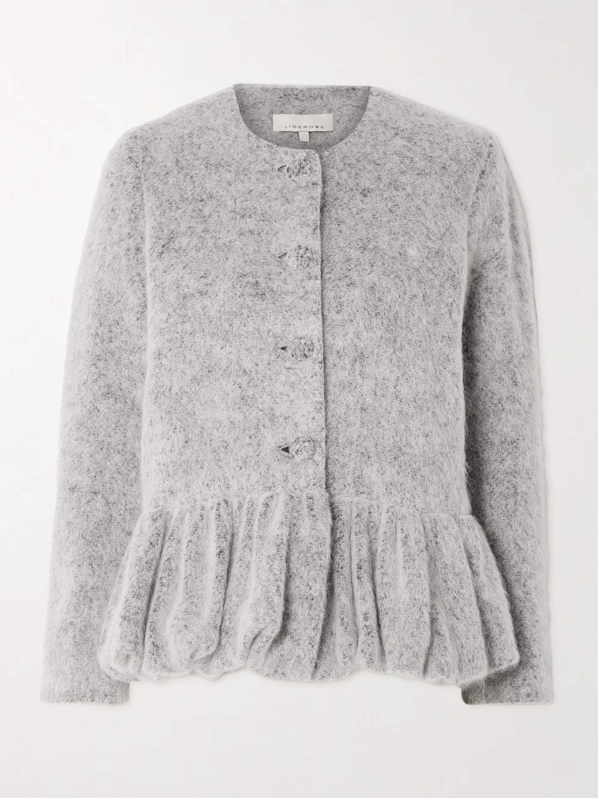 Ruffled brushed-cashmere peplum cardigan | NET-A-PORTER (US)