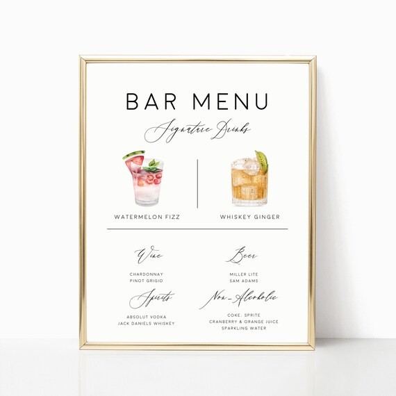 Printable Signature Cocktails Sign | Editable Signature Cocktails Template | Printable Bar Menu S... | Etsy (US)