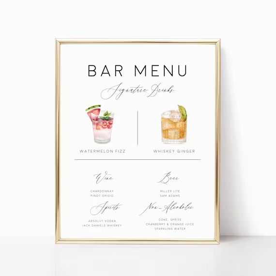 Printable Signature Cocktails Sign | Editable Signature Cocktails Template | Printable Bar Menu S... | Etsy (US)