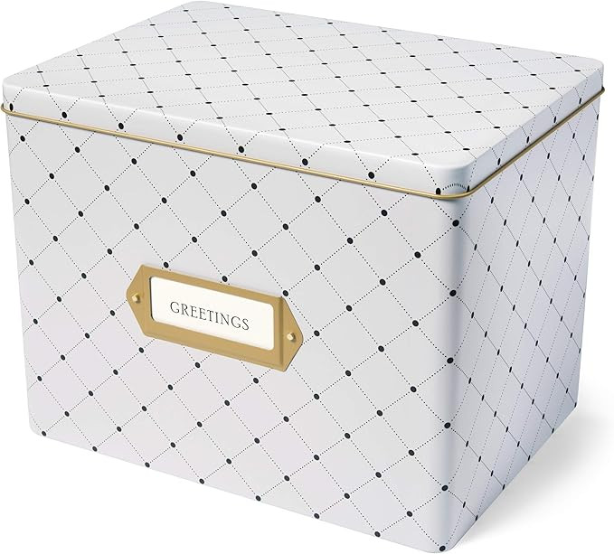 Jot & Mark Greeting Card Organizer Box Set | Decorative Tin, Tab Dividers, Matching Greeting Card... | Amazon (US)