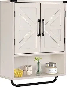 Rustown Farmhouse Wall Storage Cabinet with Two Barn Door, Rustic Mounted Medicine Cabinet with A... | Amazon (US)