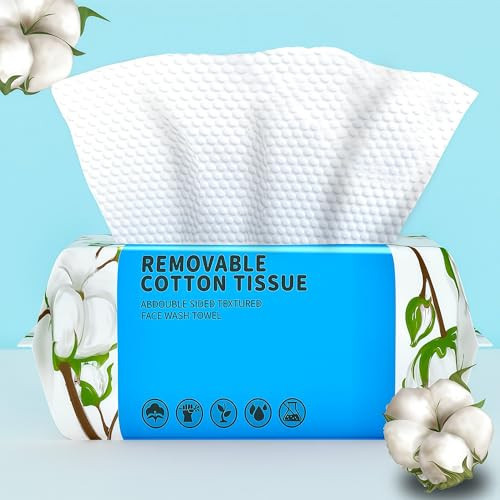 Disposable Face Towel 100 Count, Soft Cotton Clean Skin Face Towels, Dry Wipes Cotton Facial Towels Wash Cloths Tissue Thickened, Disposable Face Towelettes for Cleansing, Makeup Remover and Skincare | Amazon (US)