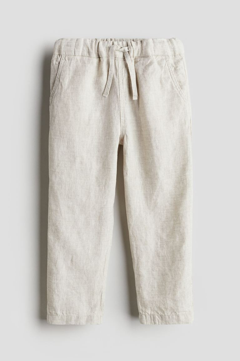 Linen Pull-on Pants - Regular waist - Long - Light beige - Kids | H&M US | H&M (US + CA)