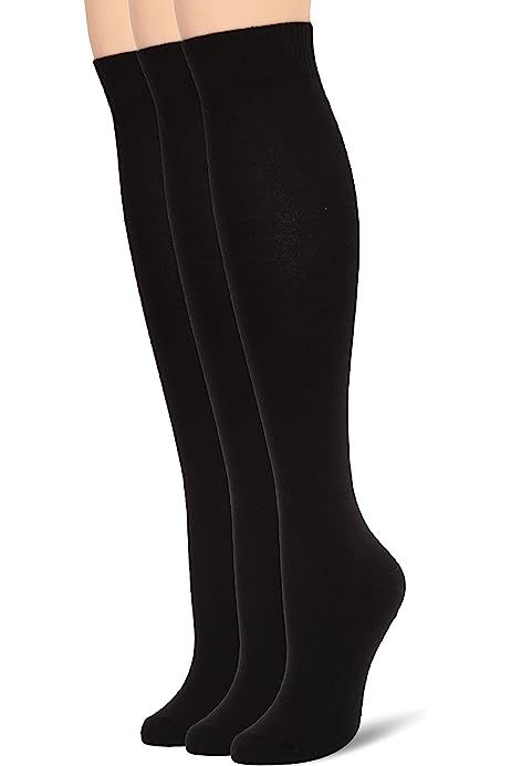 KONY Women's Cotton Knee High Socks - Casual Solid & Striped Colors Fashion Socks 3 Pairs (Women... | Amazon (US)