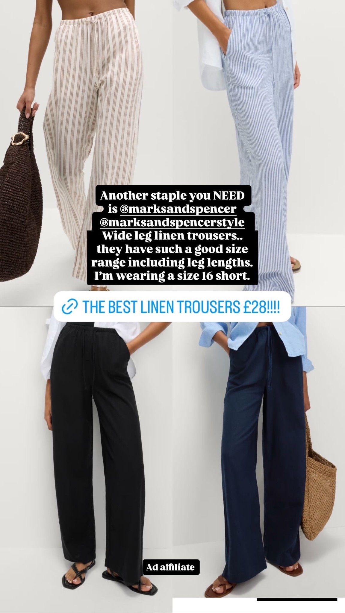 The BEST wide leg linen trousers £28!!!