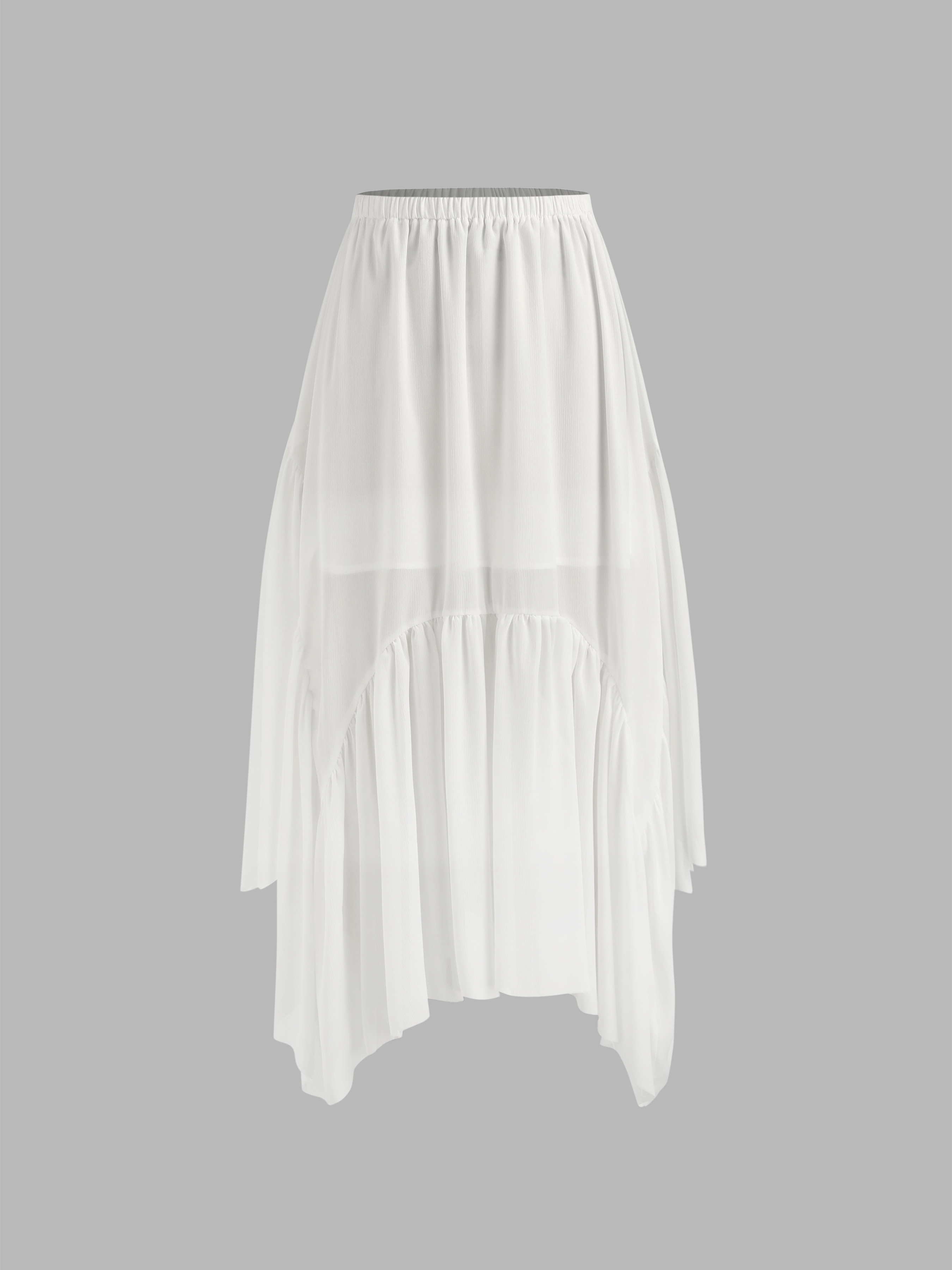 Long Skirts Chiffon Chiffon Mid Rise Ruffle Hem Maxi Skirt For Date Vacation | Cider