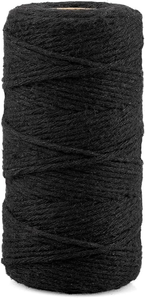 jijAcraft Black Natural Cotton Bakers Twine, 328 Feet Black Twine String, 2mm Black Cotton Twine ... | Amazon (US)
