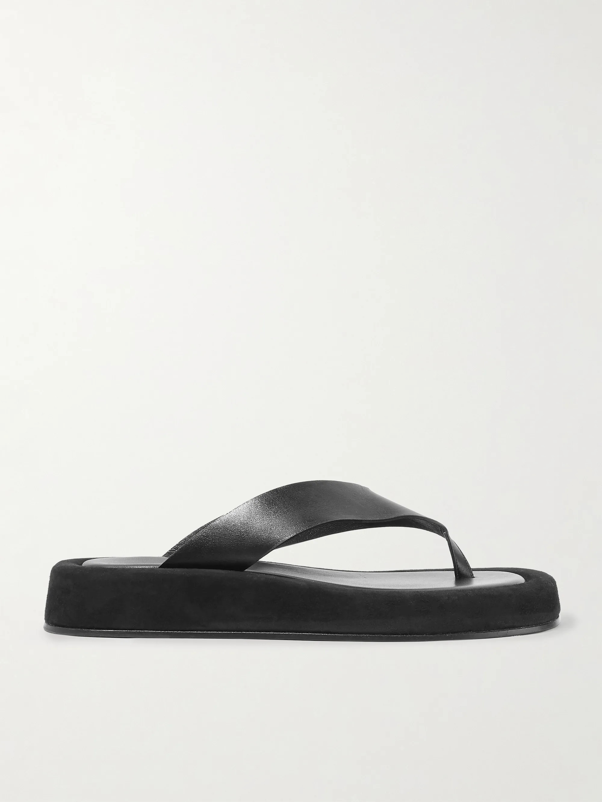 Black Ginza leather and suede platform flip flops | The Row | NET-A-PORTER | NET-A-PORTER (UK & EU)