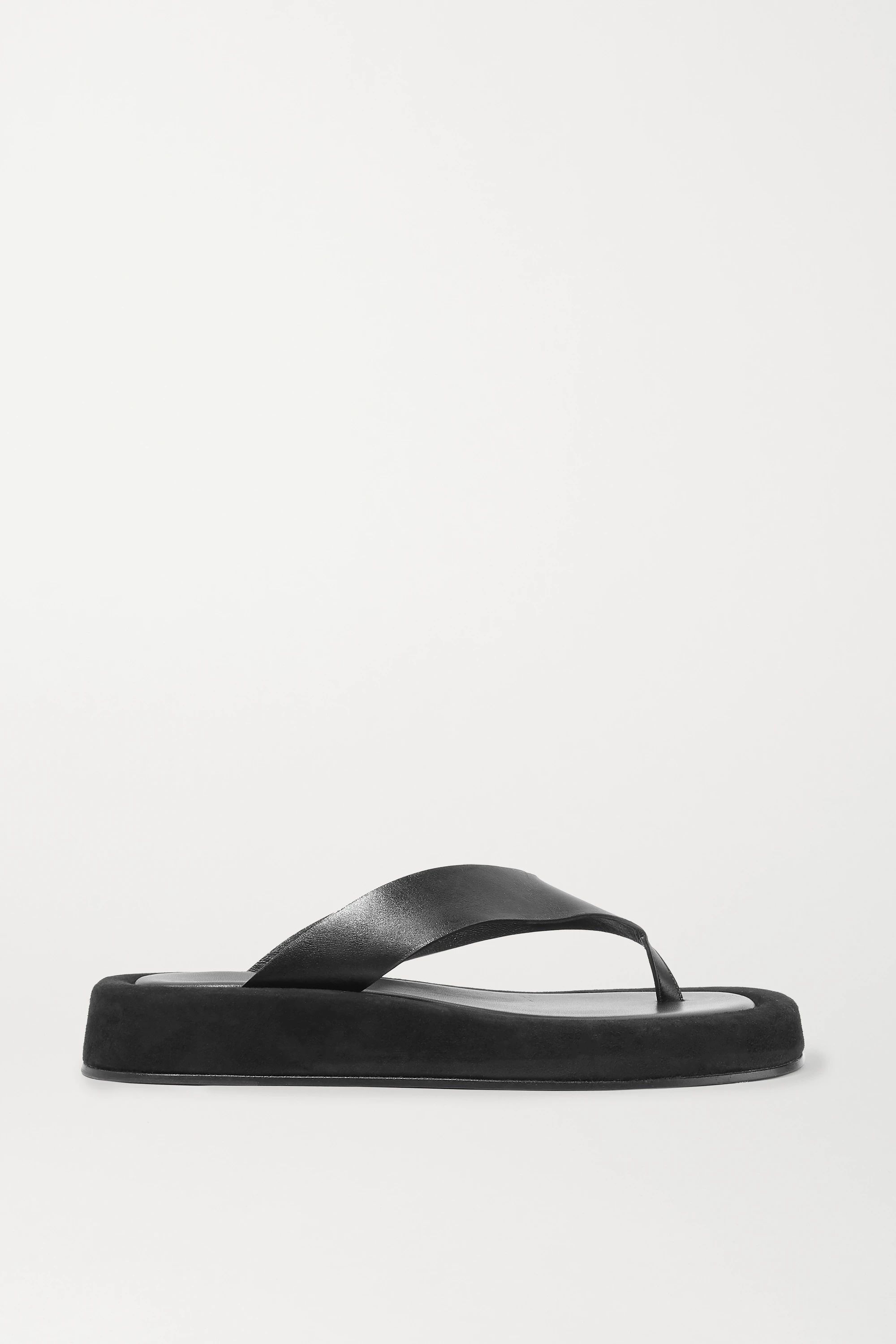 Black Ginza leather and suede platform flip flops | The Row | NET-A-PORTER | NET-A-PORTER (UK & EU)