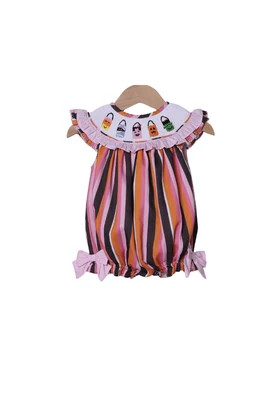 Smocked Trick or Treat Fun Striped Bubble | The Smocked Flamingo