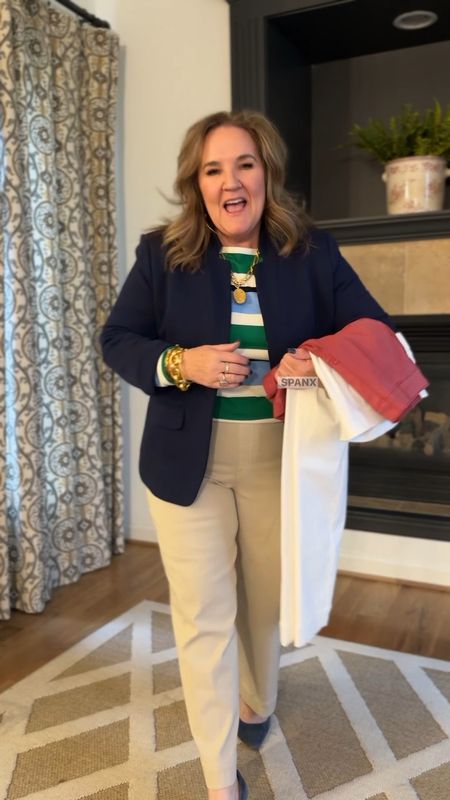 Wearing size XL REGULAR in all but the straight leg stretch twill. 
10% off and free shipping with code  NANETTEXSPANX 
i’m linking several blazers that I like since mine is very limited in size. If you do find your size, my Gibson look code for 10% off is  NANETTE10
Talbots tee size L petite 

#LTKmidsize #LTKsalealert #LTKover40