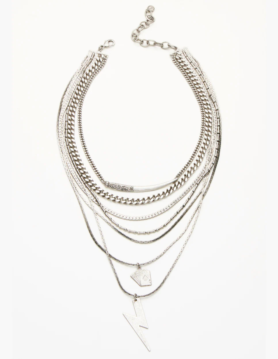 Silver Joey II | Silver Layered Chain Charm Necklace | Dylanlex