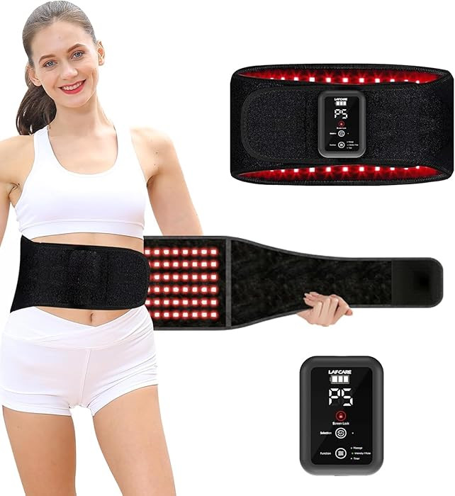 Red Light Belt for Back & Abdomen, Cordless Infrared Light Wrap with Pulse/Vibration Massage & Ti... | Amazon (US)