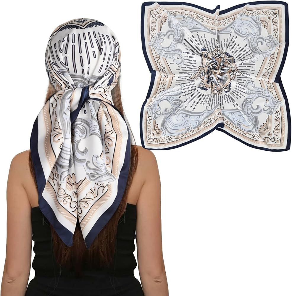 EXTREE Women's 35 inch Fashion Headscarf Silk Satin Scarf for Hair Wrapping at Night Bandana Square Scarf for Sleeping | Amazon (US)