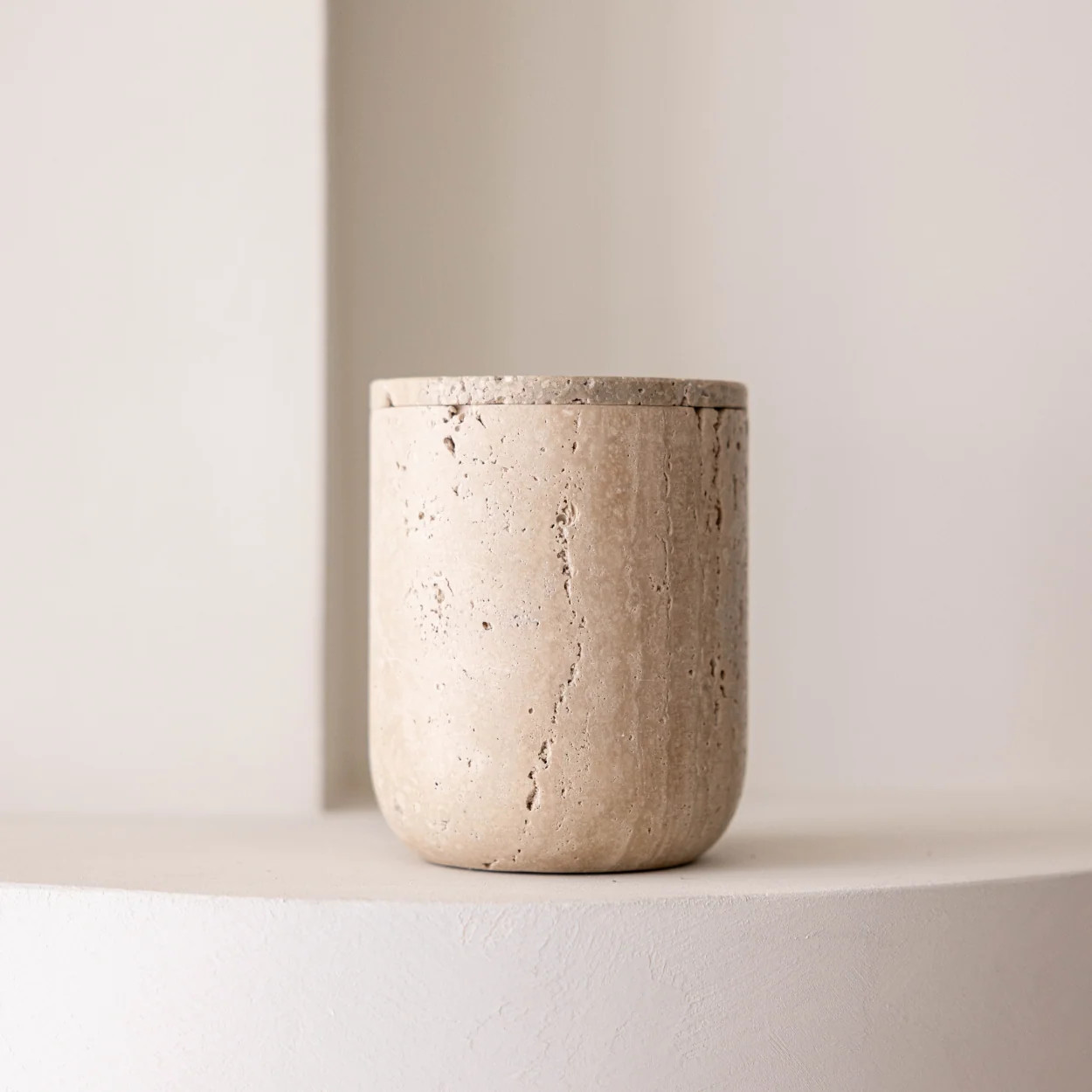 Travertine Lidded Canister | By Luxe B Co. | luxe bCO
