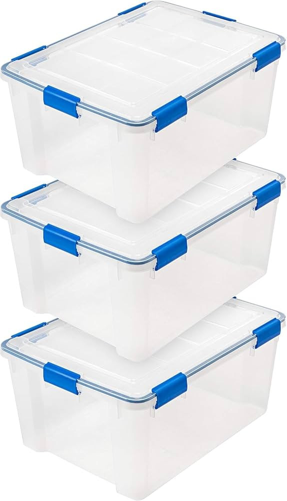 IRIS USA WeatherPro 60 Qt Storage Bins with Lids, 3 Pack, BPA-Free Plastic Gasket Box with Tight ... | Amazon (US)