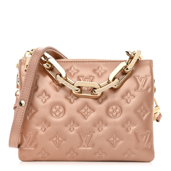 Metallic Lambskin Embossed Monogram Coussin BB Pink Gold | FASHIONPHILE (US)