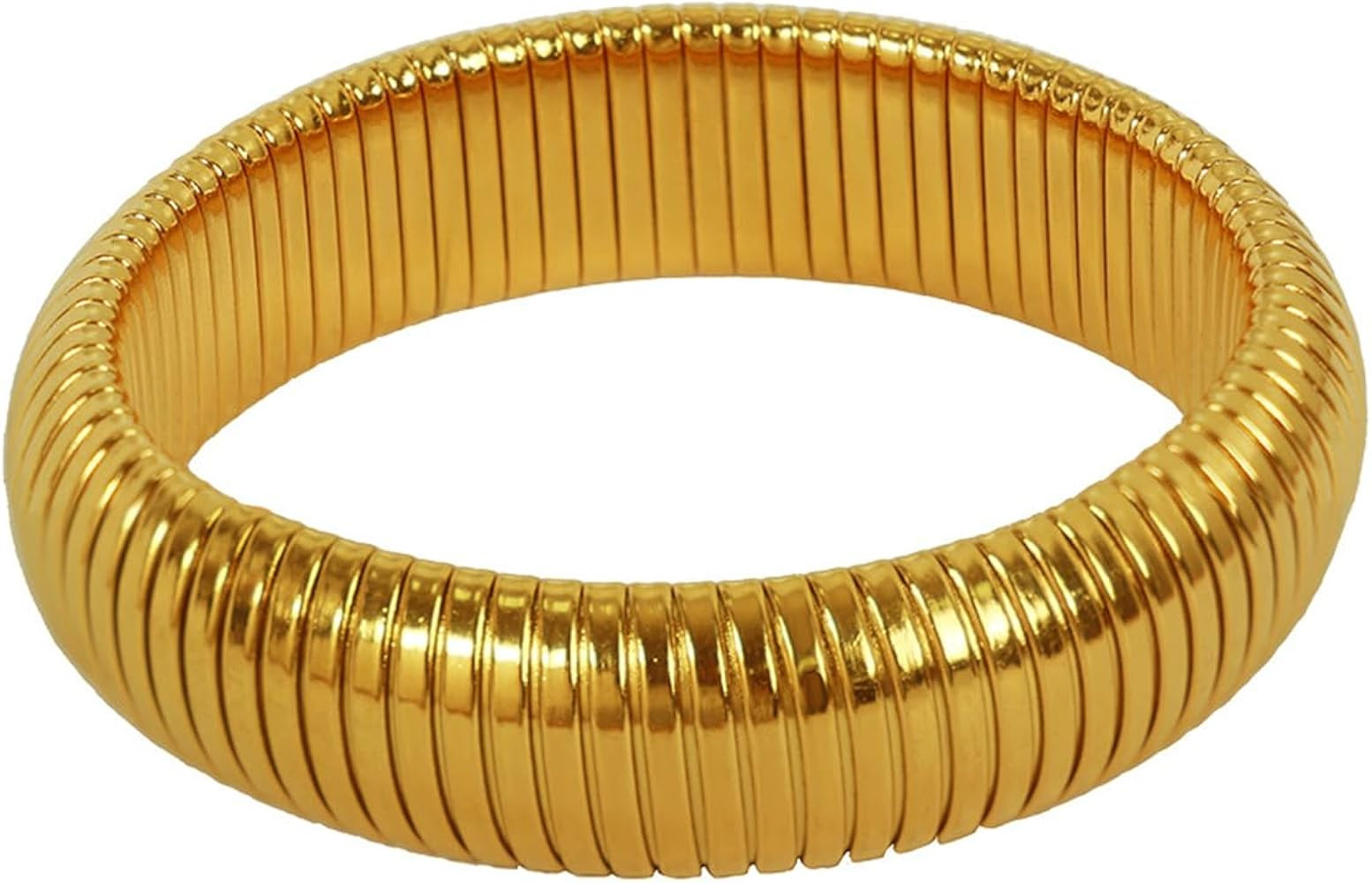 A D. ALLEN & DANMI. 18 K Gold Plated Chunky Titanium Bracelet Stack, Flexible Wide Wristband Bang... | Amazon (US)