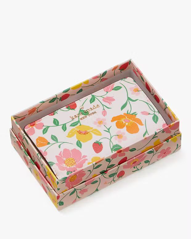 Boxed Madison Strawberry Garden Medium Compact Bifold | Kate Spade Outlet