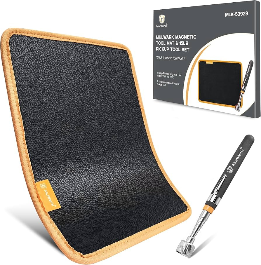 Mulwark Magnetic Tool Mat with 15Lb Magnetic Pickup Tool, 12.8"x9.8" Flexible Magnetic Mat, Magne... | Amazon (US)