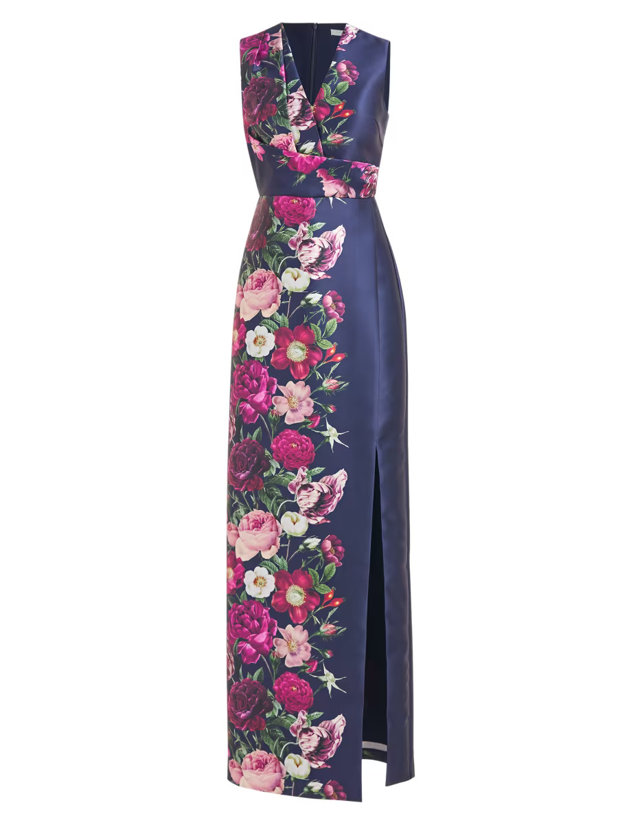 Coraline Floral Satin Column Gown | Saks Fifth Avenue