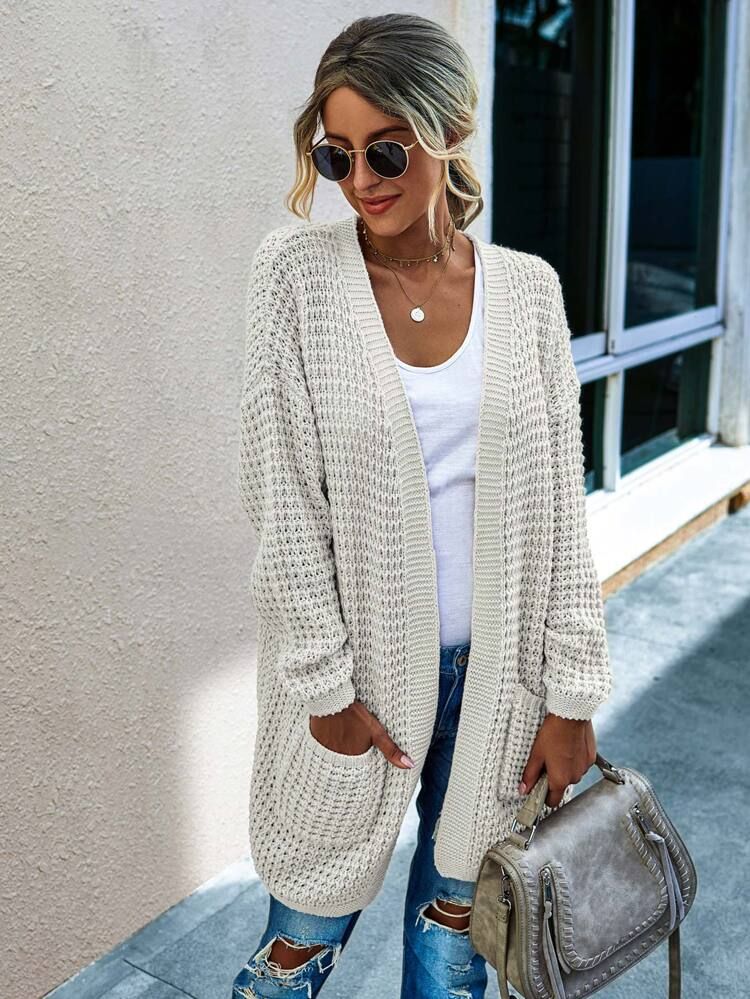Chunky Knit Open-Front Cardigan | SHEIN