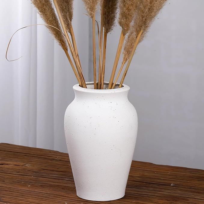 JDZMYF Rustic White Ceramic Farmhouse Flower Vase for Home Decor Living Room,Terracotta Vintage V... | Amazon (US)