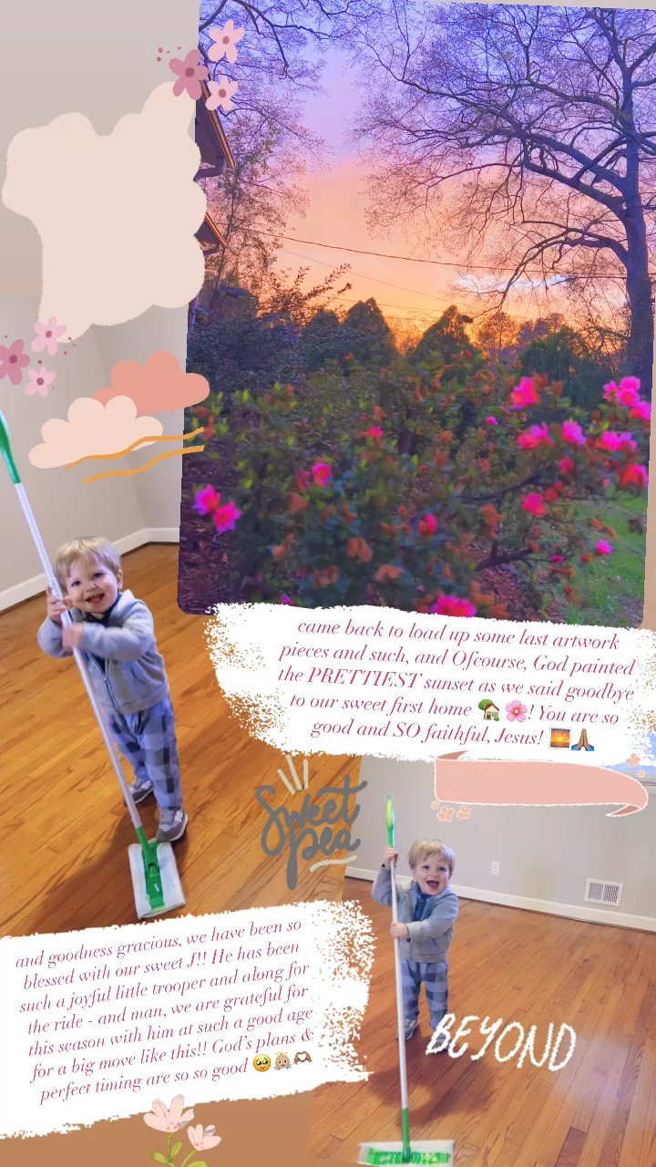 came back to load up some last artwork pieces and such, and Ofcourse, God painted the PRETTIEST sunset as we said goodbye to our sweet first home 🏡 🌸! You are so good and SO faithful, Jesus! 🌅🙏🏽

and goodness gracious, we have been so blessed with our sweet J!! He has been such a joyful little trooper and along for the ride - and man, we are grateful for this season with him at such a good age for a big move like this!! God’s plans & perfect timing are so so good 🥹👼🏼🫶🏽

#LTKhome #LTKbaby #LTKfamily