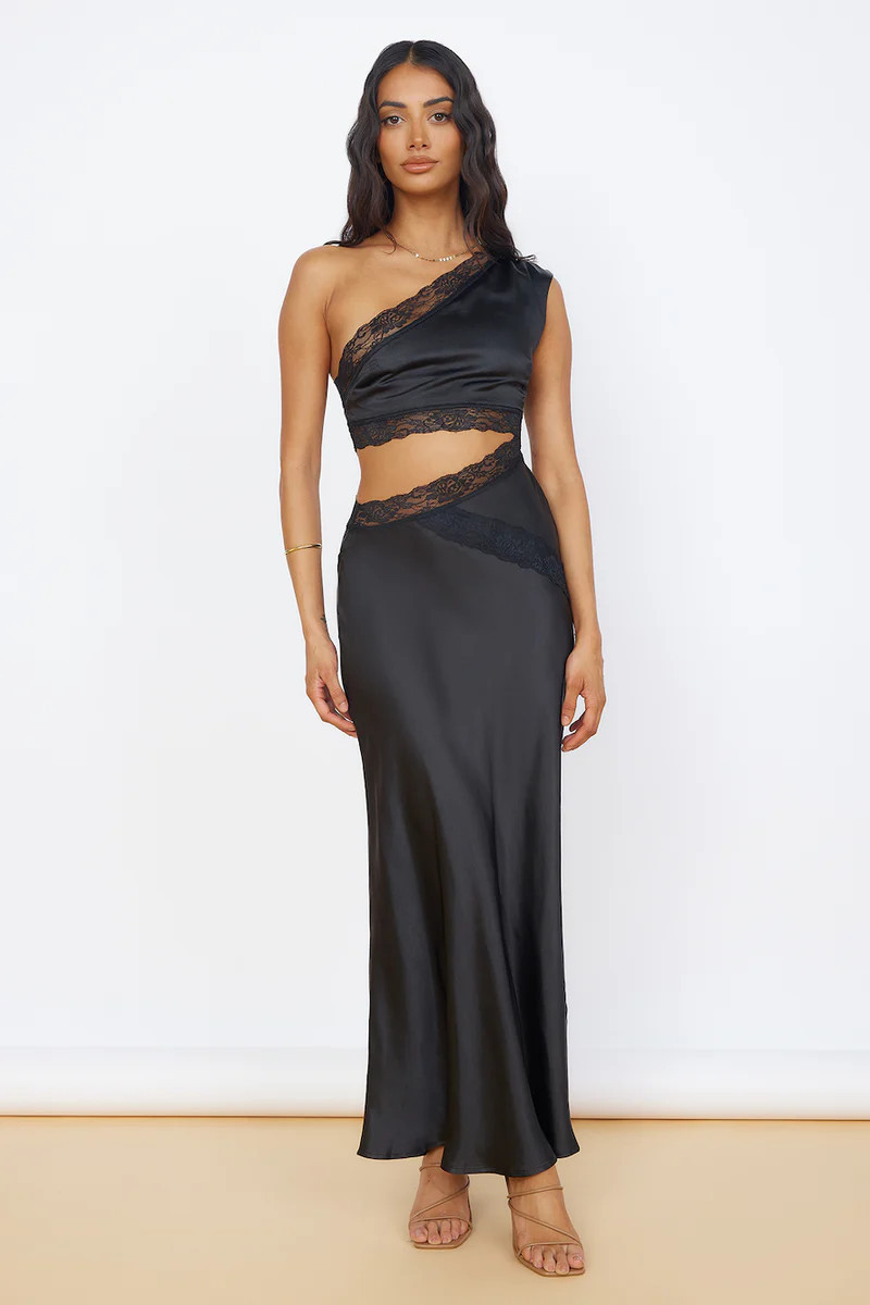 Limitless Love Satin Maxi Dress Black | Fortunate One