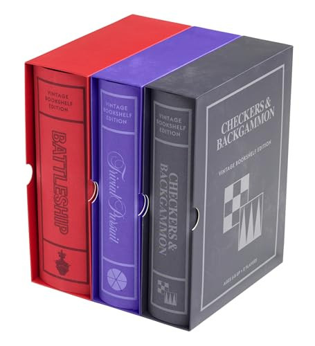 WS Game Company Battleship, Checkers and Backgammon, and Trivial Pursuit Vintage Board Game Bookshelf Collection | Amazon (US)