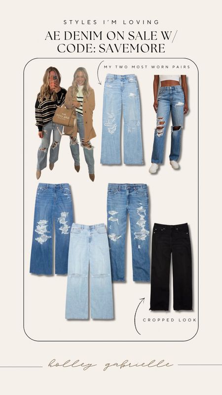 & the code SAVEMORE is active this weekend on all the things! 🤎⚡️two of my fave pairs of baggy denim + new styles just dropped! 

American Eagle sale / denim / jeans / baggy denim / casual / comfy style / spring outfit inspo / Holley Gabrielle 

#LTKfindsunder50 #LTKfindsunder100 #LTKSeasonal