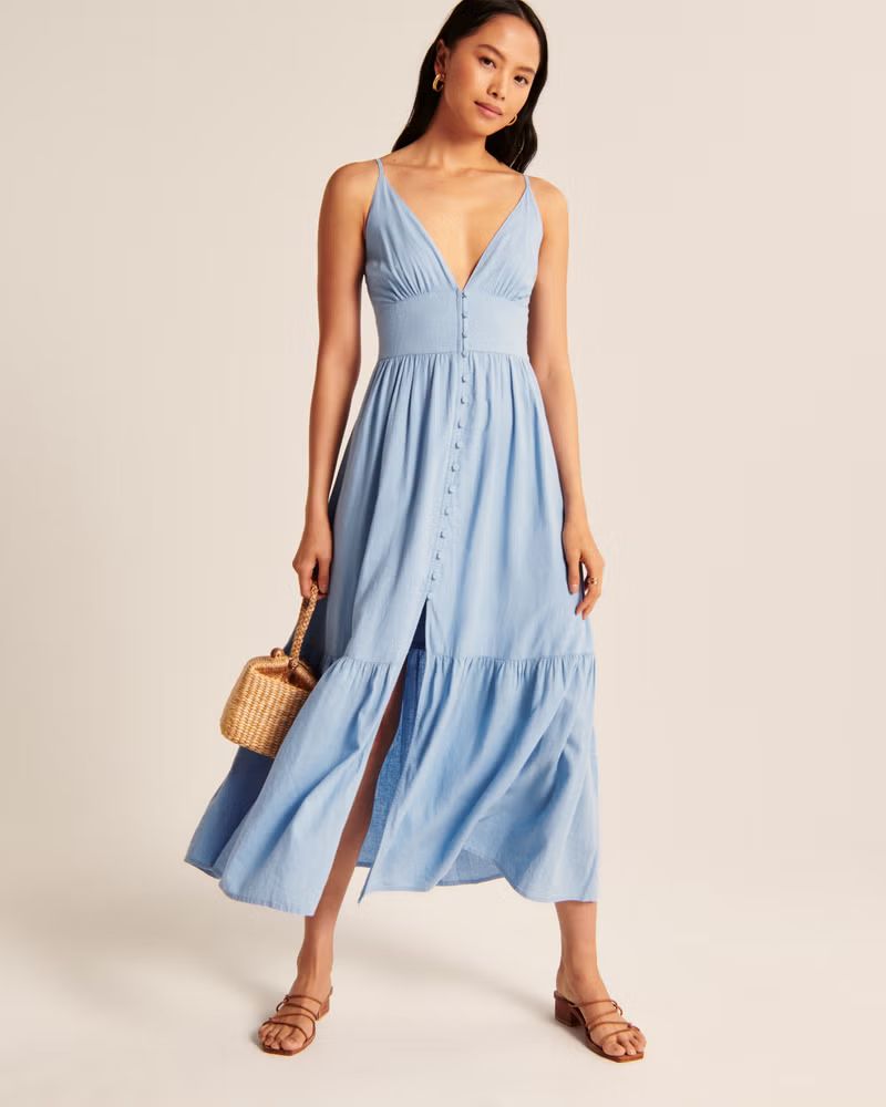 Women's Button-Through Maxi Dress | Women's | Abercrombie.com | Abercrombie & Fitch (US)