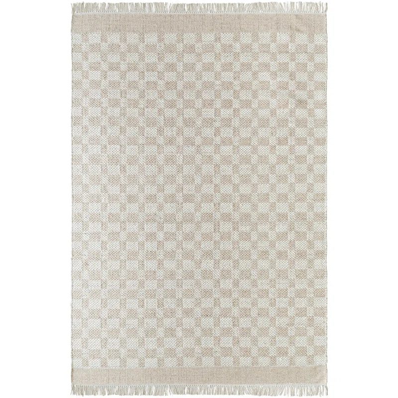 Bartow Checkered Wool Area Rug in Beige | Wayfair North America