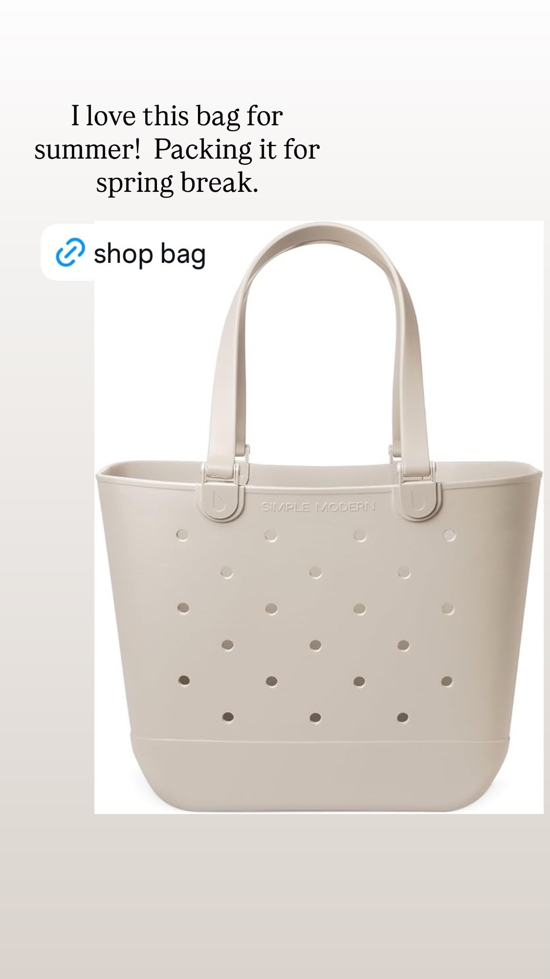 I love this bag for summer!  Packing it for spring break.