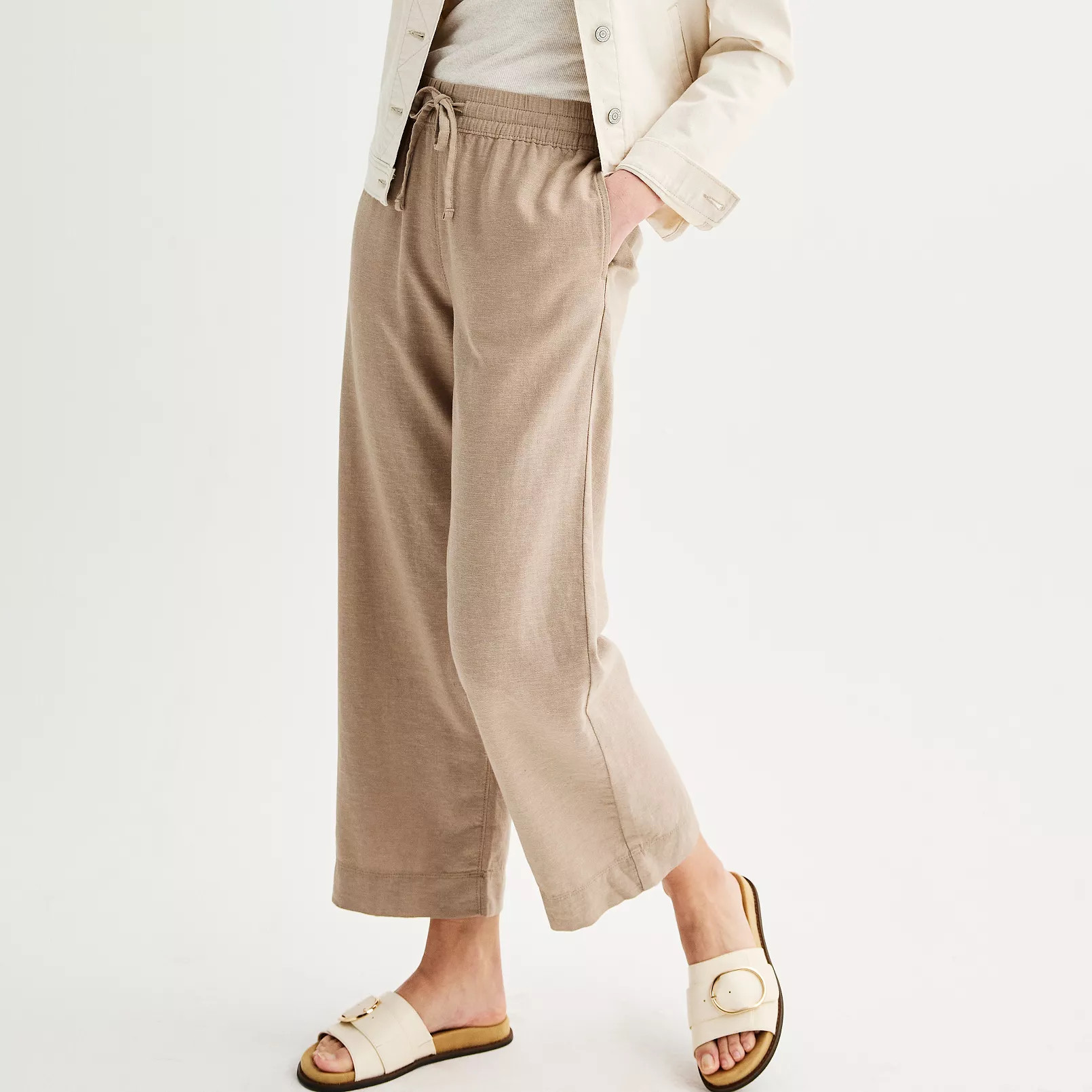 Women's Sonoma Goods For Life® Easy Wide-Leg Linen-Blend Pants | Kohl's