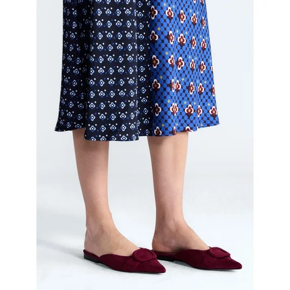 Free Assembly Women's Faux Suede Buckle Mules | Walmart (US)