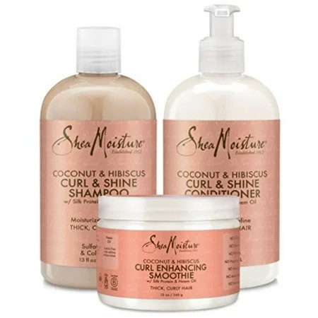 Shea Moisture Coconut and Hibiscus Combination Pack â?? 13 oz. Curl & Shine Shampoo, 13 oz. Curl & S | Walmart (US)