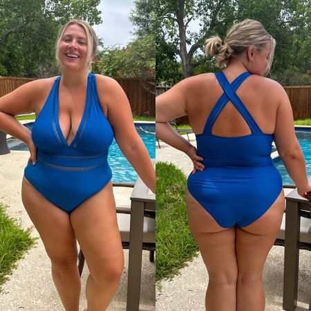 Blue amazon one piece swimsuit - I wish it had adjustable straps, not a win for me, but super cute bathing suit option! #swimsuit #amazon 

#LTKunder50 #LTKcurves #LTKswim