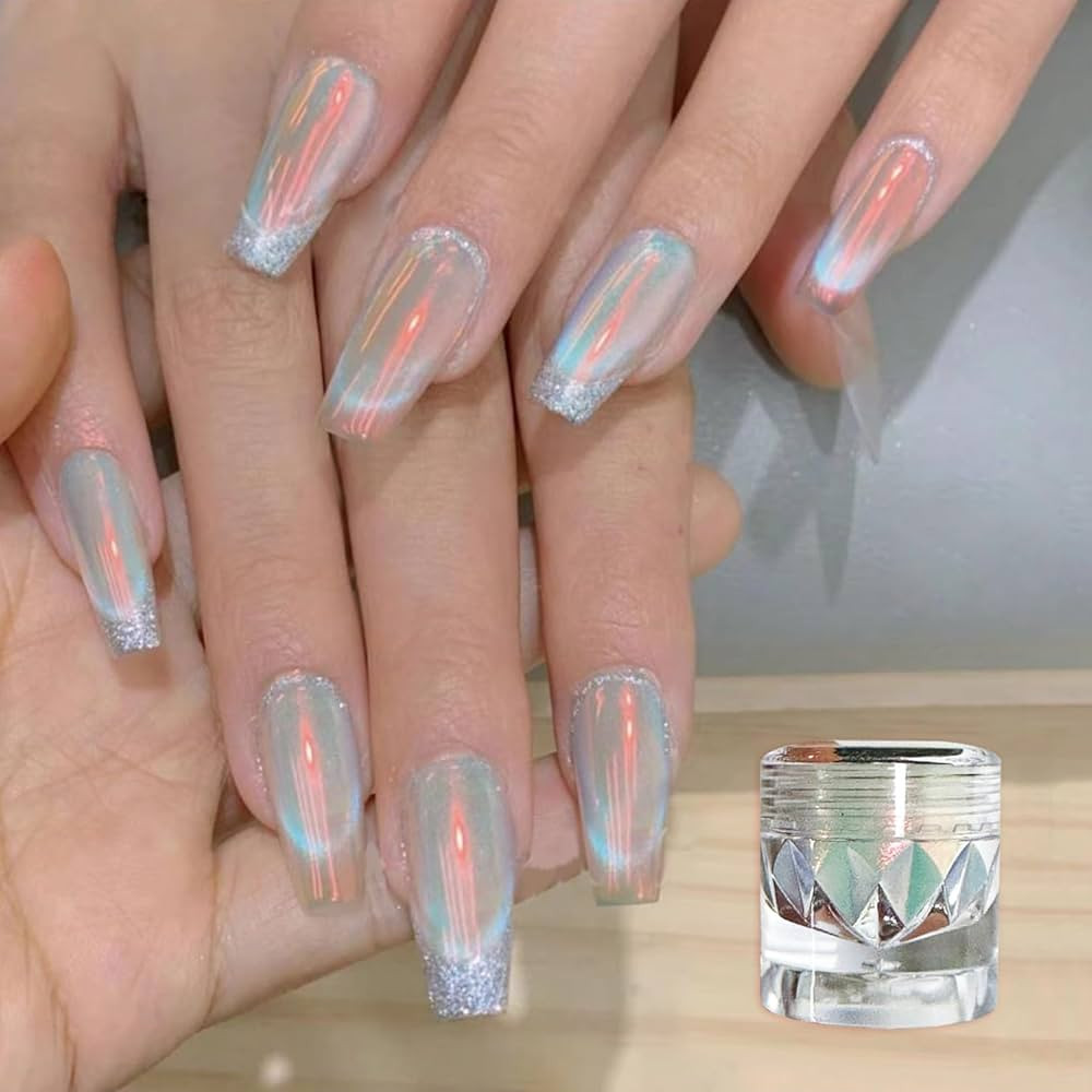 Orange Pearl Chrome Nail Powder Nail Art Glitter,Metallic Iridescent Chrome Nail Powder for Nails... | Amazon (US)