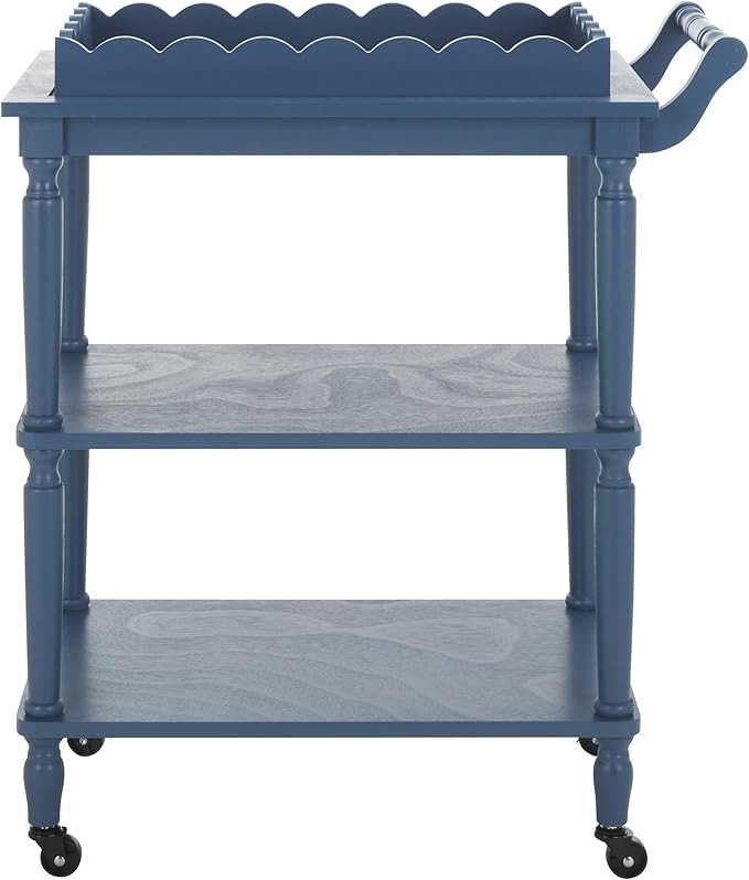 SAFAVIEH Home Collection Haven Blue 3-Tier Dining Cart with Wheels & Removable Tray | Amazon (US)