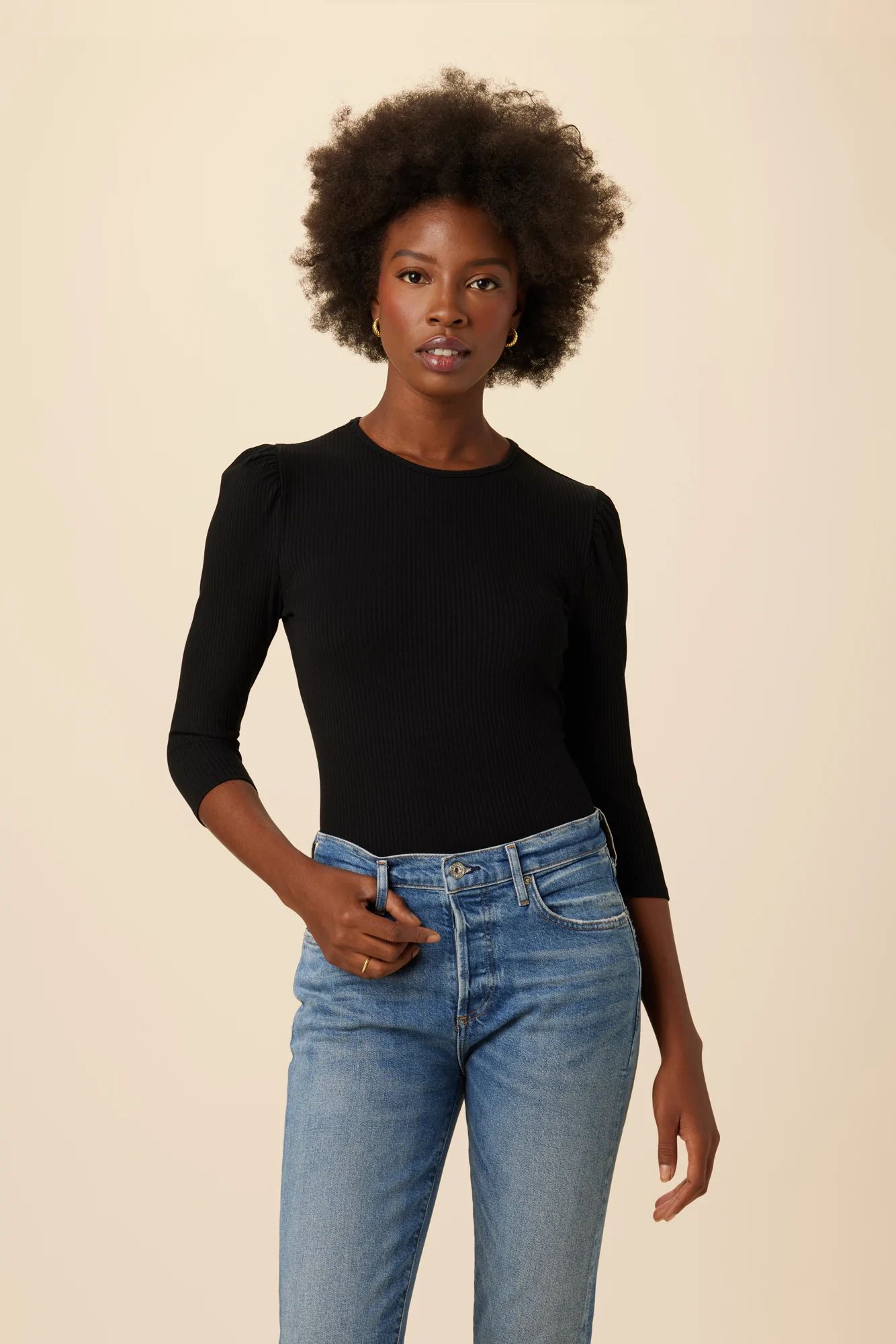 Naomi Paris Rib Top - Black | Amour Vert