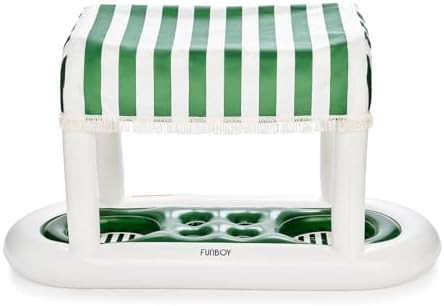 Amazon.com: FUNBOY Giant Floating Green Cabana Stripe Drink Station, Removable Fabric Shade with ... | Amazon (US)