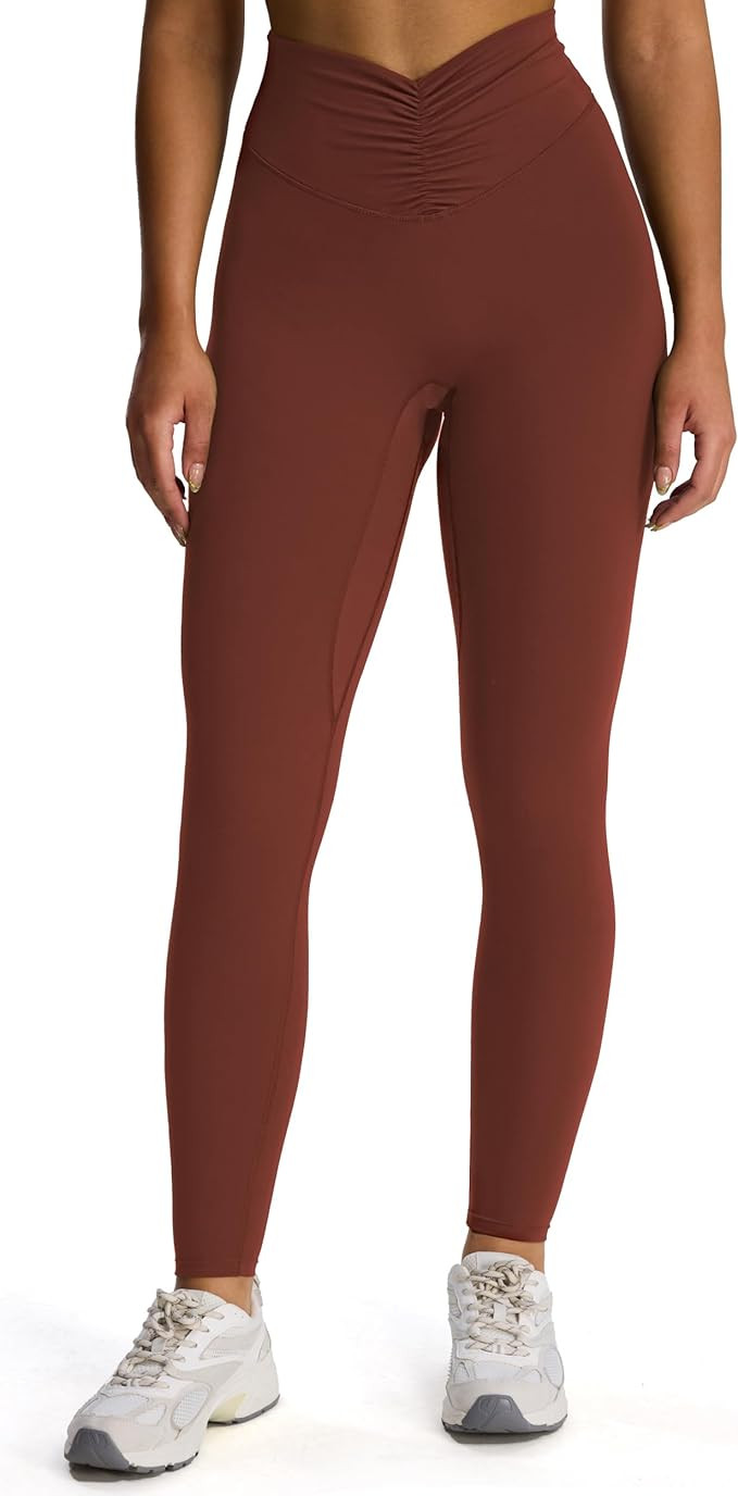 Aoxjox High Waisted Workout Leggings for Women Hidden Scrunch V Waist Front Illusion Ruched Athle... | Amazon (US)