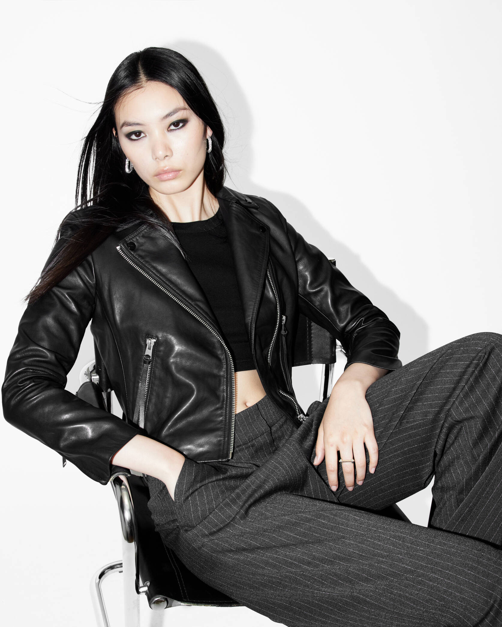 Dalby Slim Fit Leather Biker Jacket | AllSaints US