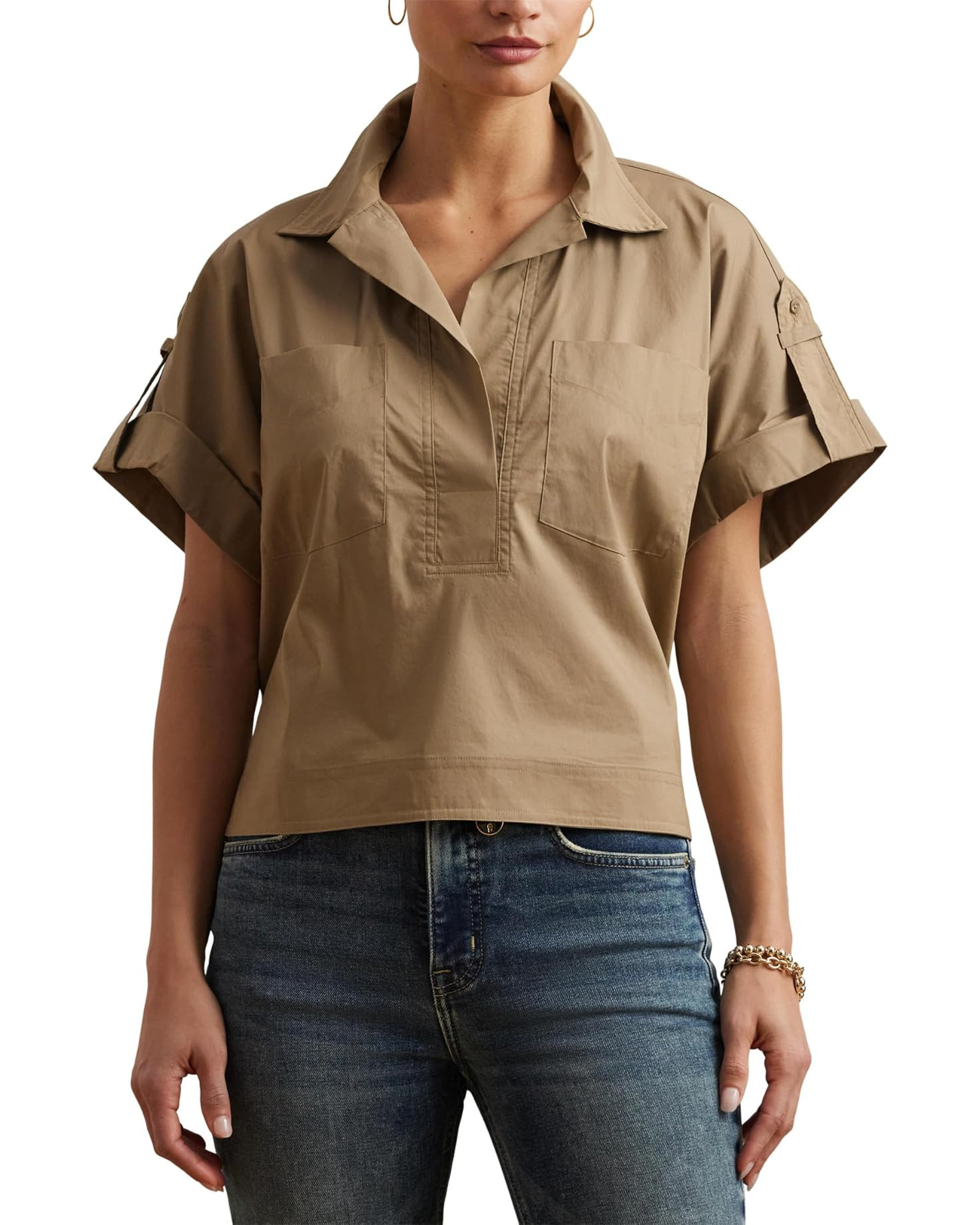 Cotton Blend Short Sleeve Camp Shirt | Zappos