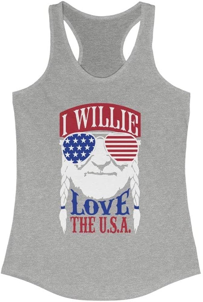 I Willie Love The USA Women's Ideal Racerback Tank Top | Amazon (US)