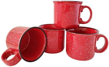 14oz Ceramic Campfire Mug by Essential Drinkware (Set of 4), Red with Speckled Finish - Durable T... | Amazon (US)