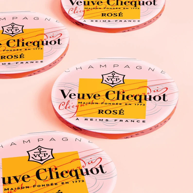 Acrylic Drink Coasters | Rose All Day Pink Champagne Pattern - Coffee Table, Bar Cart or Desk Acc... | Etsy (US)